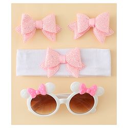 Babyhug Hair Accessories & Sunglasses Combo Set with Bow Applique - Pink