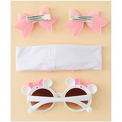 Babyhug Hair Accessories & Sunglasses Combo Set with Bow Applique - Pink