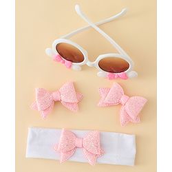 Babyhug Hair Accessories & Sunglasses Combo Set with Bow Applique - Pink