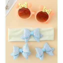 Babyhug Hair Accessories & Sunglasses Combo Set with Bow Applique - Pink