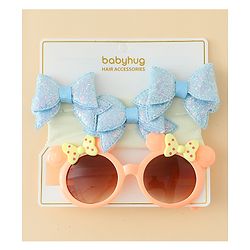 Babyhug Hair Accessories & Sunglasses Combo Set with Bow Applique - Pink