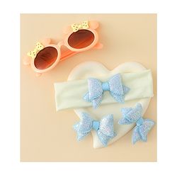 Babyhug Hair Accessories & Sunglasses Combo Set with Bow Applique - Pink
