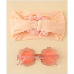 Babyhug Free Size Headband & Sunglasses Combo Set with Floral Applique - Pink & Peach