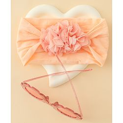 Babyhug Free Size Headband & Sunglasses Combo Set with Floral Applique - Pink & Peach