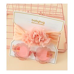 Babyhug Free Size Headband & Sunglasses Combo Set with Floral Applique - Pink & Peach