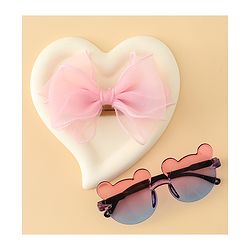 Babyhug Headband with Bow Applique  & Sunglasses Combo Set- Pink & Blue