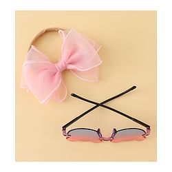 Babyhug Headband with Bow Applique  & Sunglasses Combo Set- Pink & Blue