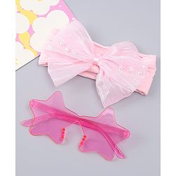 Babyhug Headband with Bow Applique  & Sunglasses Combo Set- Pink