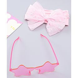 Babyhug Headband with Bow Applique  & Sunglasses Combo Set- Pink