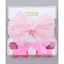 Babyhug Headband with Bow Applique  & Sunglasses Combo Set- Pink