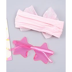 Babyhug Headband with Bow Applique  & Sunglasses Combo Set- Pink