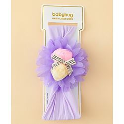 Babyhug Free Size Headband with Floral Applique - Purple