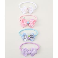 Babyhug Headbands With Bow Applique Pack of 4 - Multicolor