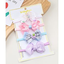 Babyhug Headbands With Bow Applique Pack of 4 - Multicolor
