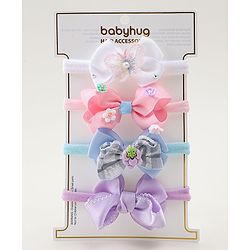 Babyhug Headbands With Bow Applique Pack of 4 - Multicolor