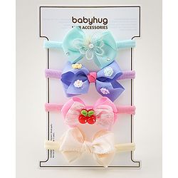 Babyhug Headbands With Bow Applique Pack of 4 - Multicolor