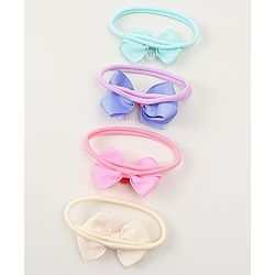 Babyhug Headbands With Bow Applique Pack of 4 - Multicolor