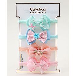 Babyhug Headbands With Bow Applique Pack of 4 - Multicolor