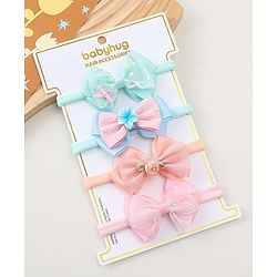 Babyhug Headbands With Bow Applique Pack of 4 - Multicolor