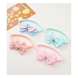 Babyhug Headbands With Bow Applique Pack of 4 - Multicolor