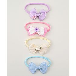 Babyhug Headbands with Bow Applique Pack of 4 - Purple Blue & Pink