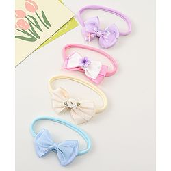 Babyhug Headbands with Bow Applique Pack of 4 - Purple Blue & Pink