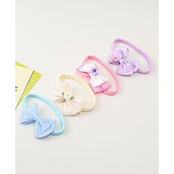 Babyhug Headbands with Bow Applique Pack of 4 - Purple Blue & Pink