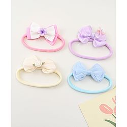 Babyhug Headbands with Bow Applique Pack of 4 - Purple Blue & Pink