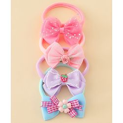 Babyhug Headbands With Bow Applique Pack of 4 - Multicolor