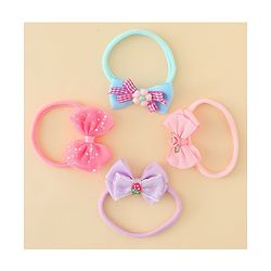 Babyhug Headbands With Bow Applique Pack of 4 - Multicolor