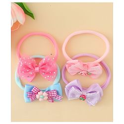 Babyhug Headbands With Bow Applique Pack of 4 - Multicolor