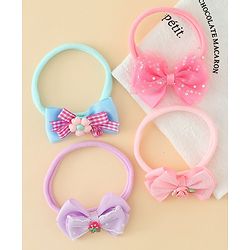 Babyhug Headbands With Bow Applique Pack of 4 - Multicolor