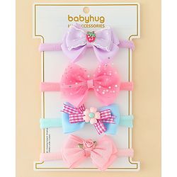 Babyhug Headbands With Bow Applique Pack of 4 - Multicolor