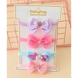 Babyhug Headbands With Bow Applique Pack of 4 - Multicolor