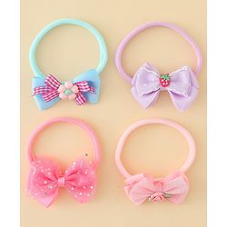 Babyhug Headbands With Bow Applique Pack of 4 - Multicolor