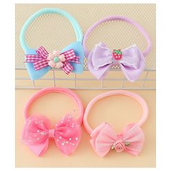 Babyhug Headbands With Bow Applique Pack of 4 - Multicolor