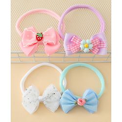 Babyhug Headbands With Bow Applique Pack of 4 - Multicolor