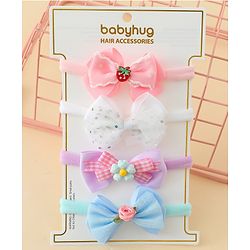 Babyhug Headbands With Bow Applique Pack of 4 - Multicolor