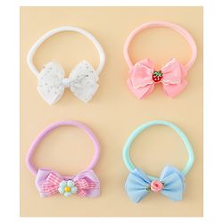 Babyhug Headbands With Bow Applique Pack of 4 - Multicolor