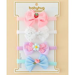Babyhug Headbands With Bow Applique Pack of 4 - Multicolor