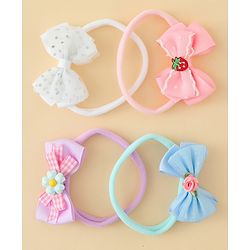 Babyhug Headbands With Bow Applique Pack of 4 - Multicolor