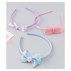 Babyhug Hair Bands With Bow Applique Pack of 3 - Multicolor