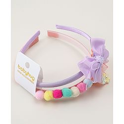 Babyhug Hair Bands With Bow Applique Pack of  2 - PInk & Purple