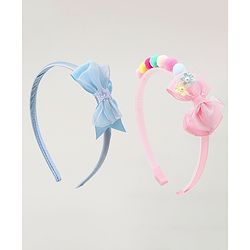 Babyhug Hair Bands With Bow Applique Pack of  2 - PInk & Purple