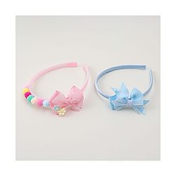 Babyhug Hair Bands With Bow Applique Pack of  2 - PInk & Purple