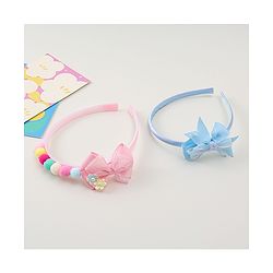 Babyhug Hair Bands With Bow Applique Pack of  2 - PInk & Purple