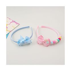 Babyhug Hair Bands With Bow Applique Pack of  2 - PInk & Purple