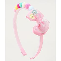Babyhug Hair Bands With Bow Applique Pack of  2 - PInk & Purple