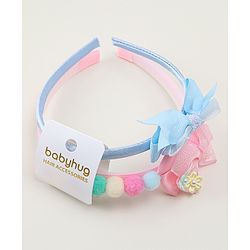 Babyhug Hair Bands With Bow Applique Pack of  2 - PInk & Purple