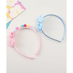 Babyhug Hair Bands With Bow Applique Pack of  2 - PInk & Purple